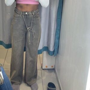 H&M Straight Leg Jeans in Faded Gray